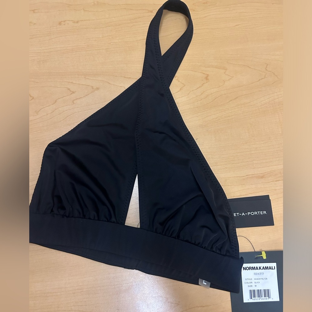 Norma Kamali Cross Halter Top Bikini Swimsuit in Black M
